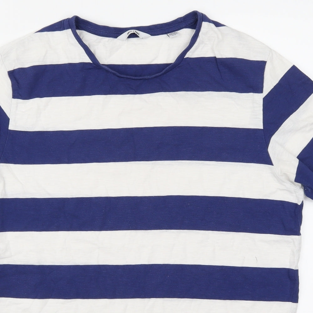 ONLY & SONS Mens Blue Striped   T-Shirt Size M