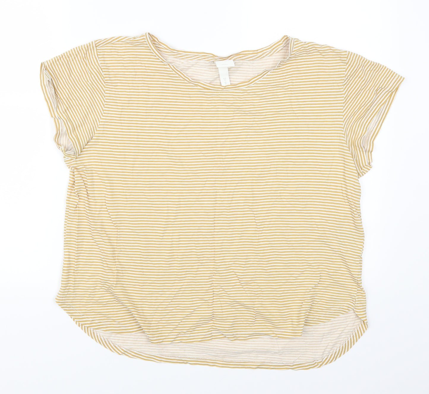 H&M Womens Yellow Striped  Basic T-Shirt Size M