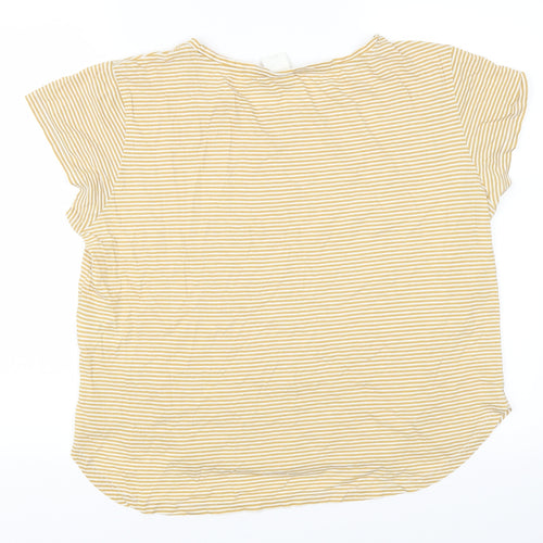 H&M Womens Yellow Striped  Basic T-Shirt Size M