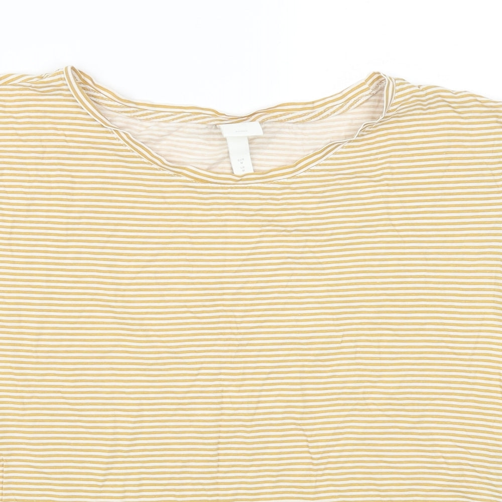 H&M Womens Yellow Striped  Basic T-Shirt Size M