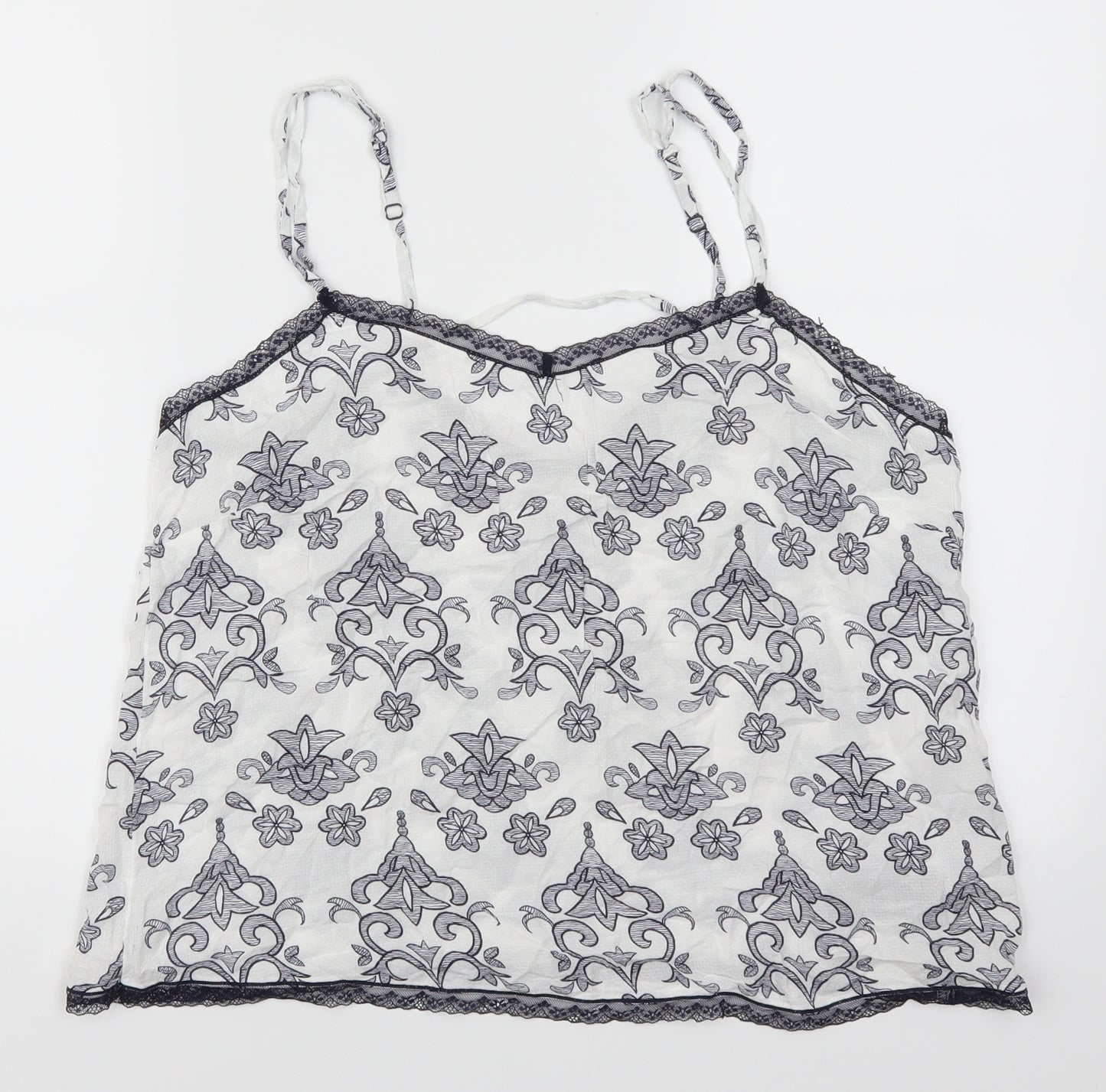 NEXT Womens White Geometric  Basic Tank Size 18