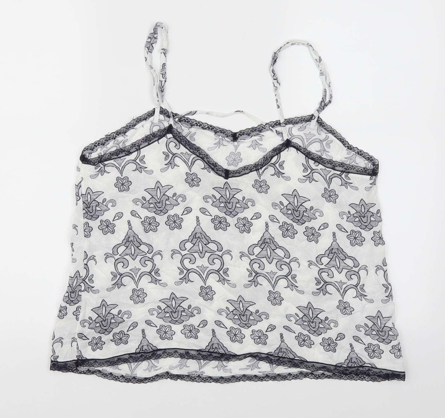 NEXT Womens White Geometric  Basic Tank Size 18