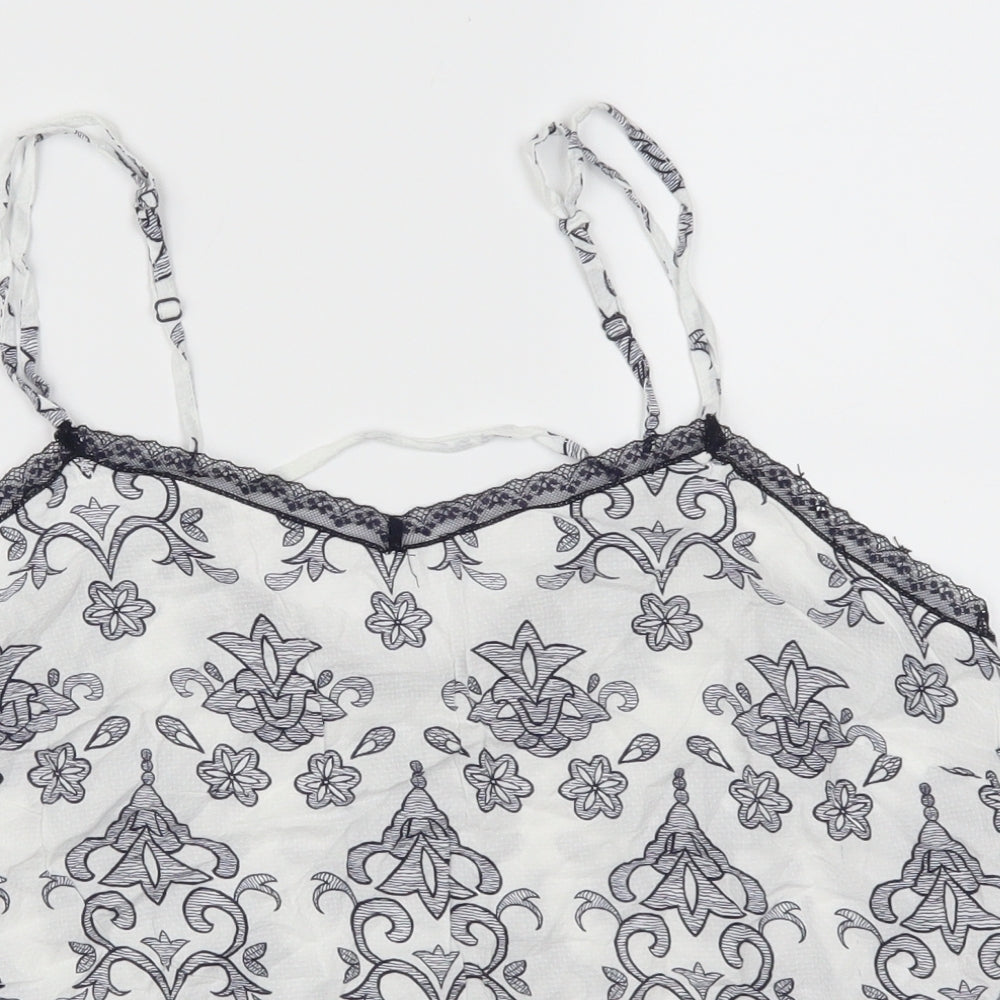 NEXT Womens White Geometric  Basic Tank Size 18