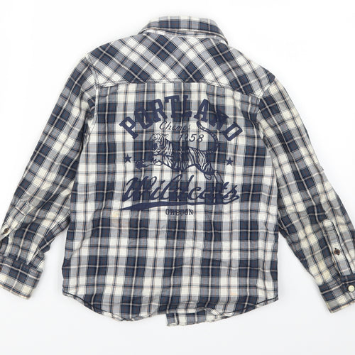 H&M Boys Blue Check  Basic Button-Up Size 6 Years  - Portland Wildcats