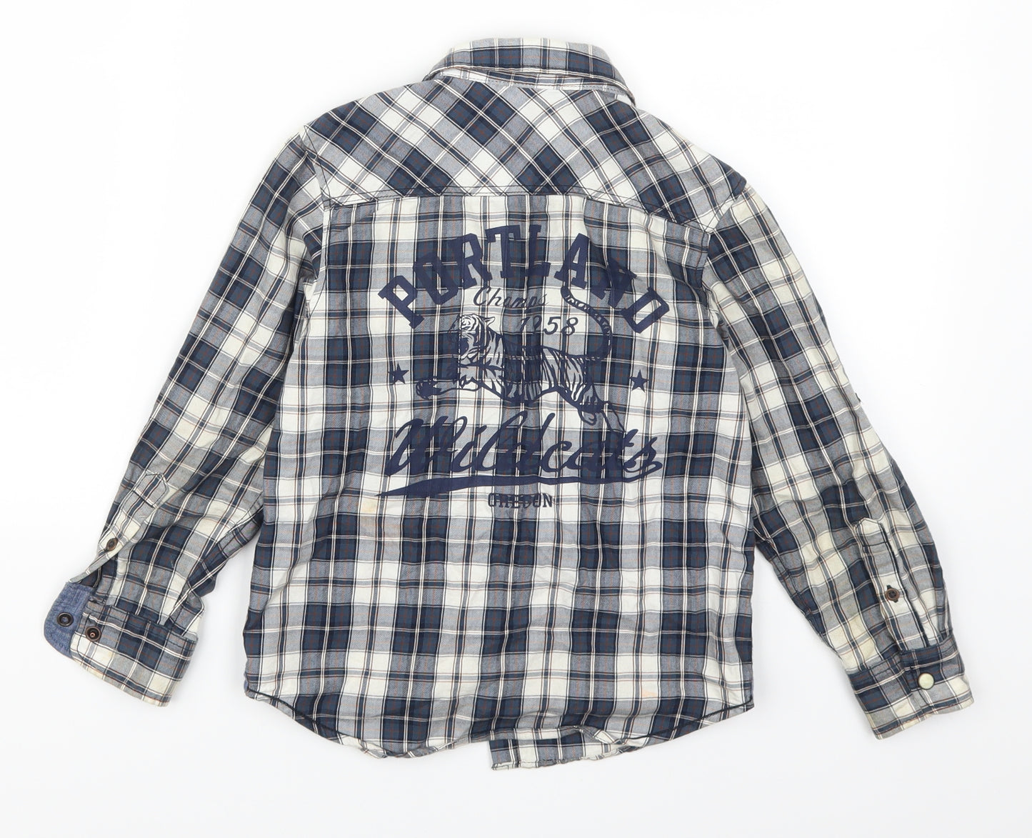H&M Boys Blue Check  Basic Button-Up Size 6 Years  - Portland Wildcats