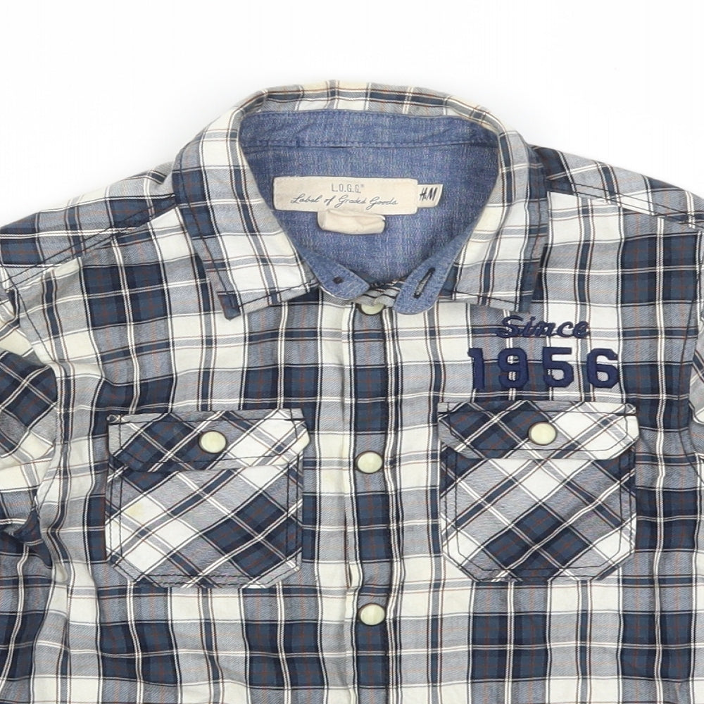 H&M Boys Blue Check  Basic Button-Up Size 6 Years  - Portland Wildcats