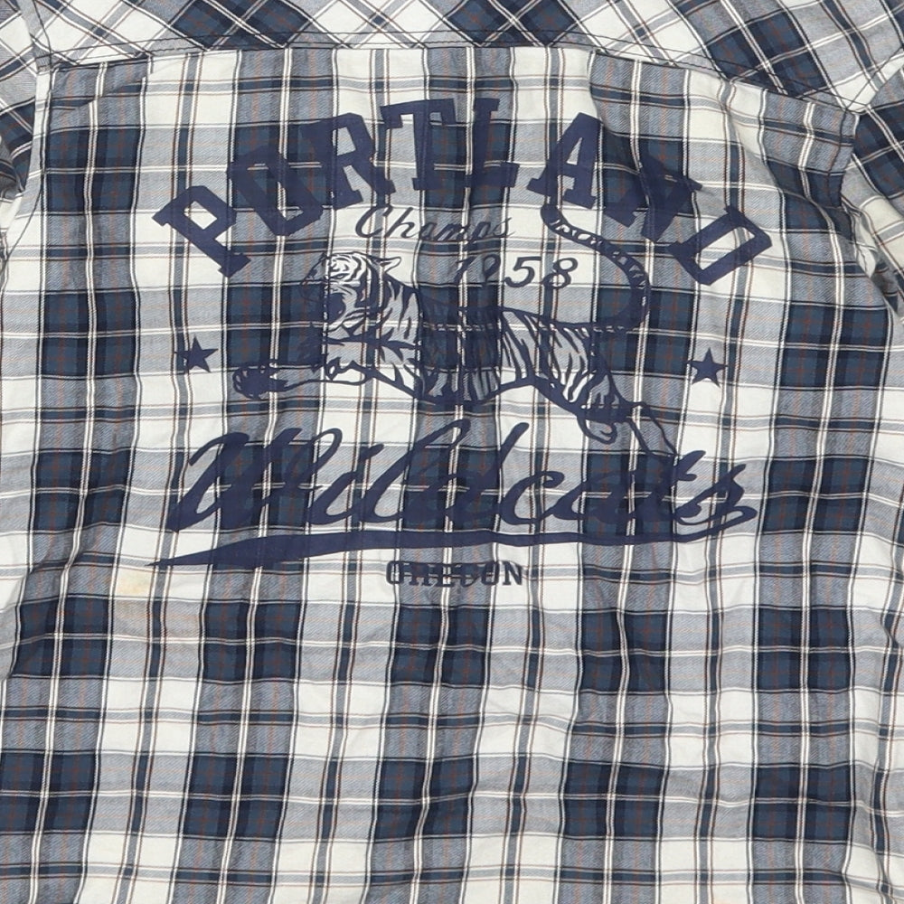 H&M Boys Blue Check  Basic Button-Up Size 6 Years  - Portland Wildcats