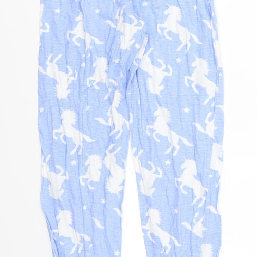 Preworn Girls Blue Animal Print  Sweatpants Trousers Size 12-13 Years - Unicorns Loungewear