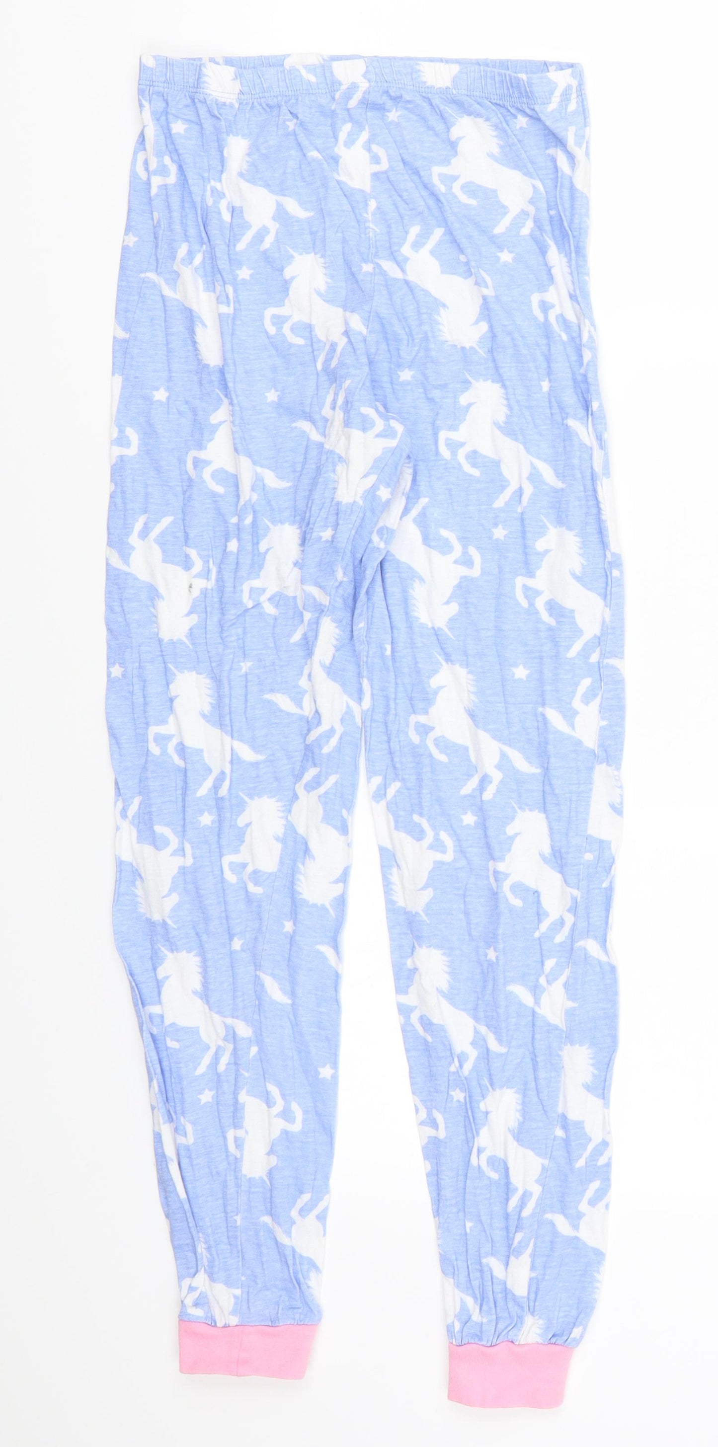 Preworn Girls Blue Animal Print  Sweatpants Trousers Size 12-13 Years - Unicorns Loungewear