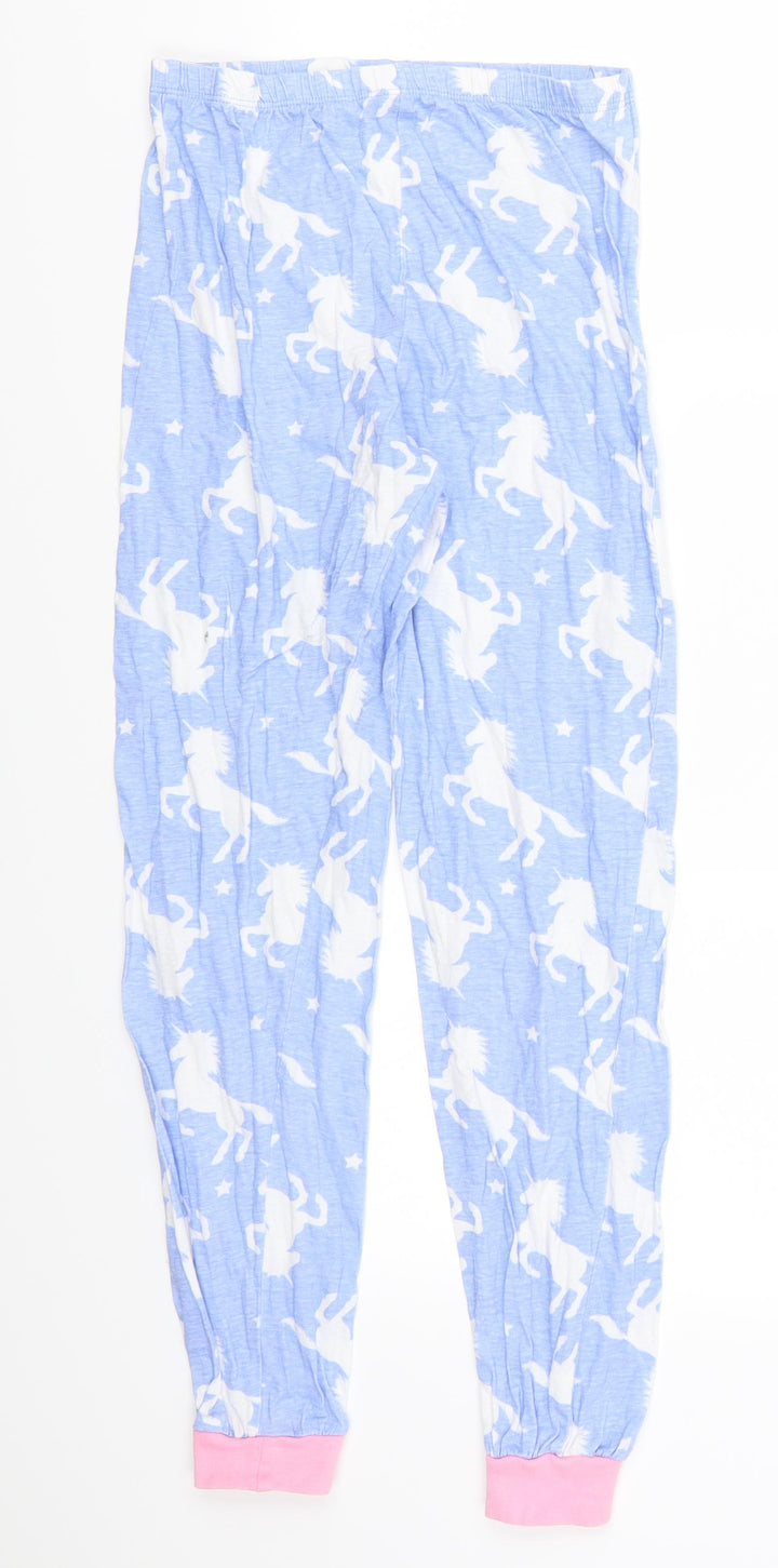 Preworn Girls Blue Animal Print  Sweatpants Trousers Size 12-13 Years - Unicorns Loungewear
