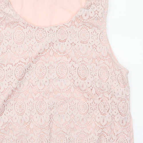 Bonmarché Womens Pink  Lace Basic Tank Size 16