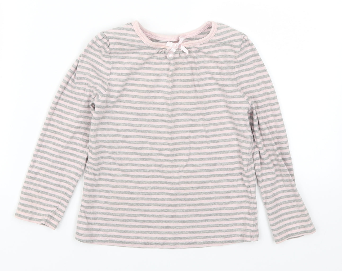 George Girls Pink Striped  Basic T-Shirt Size 4-5 Years