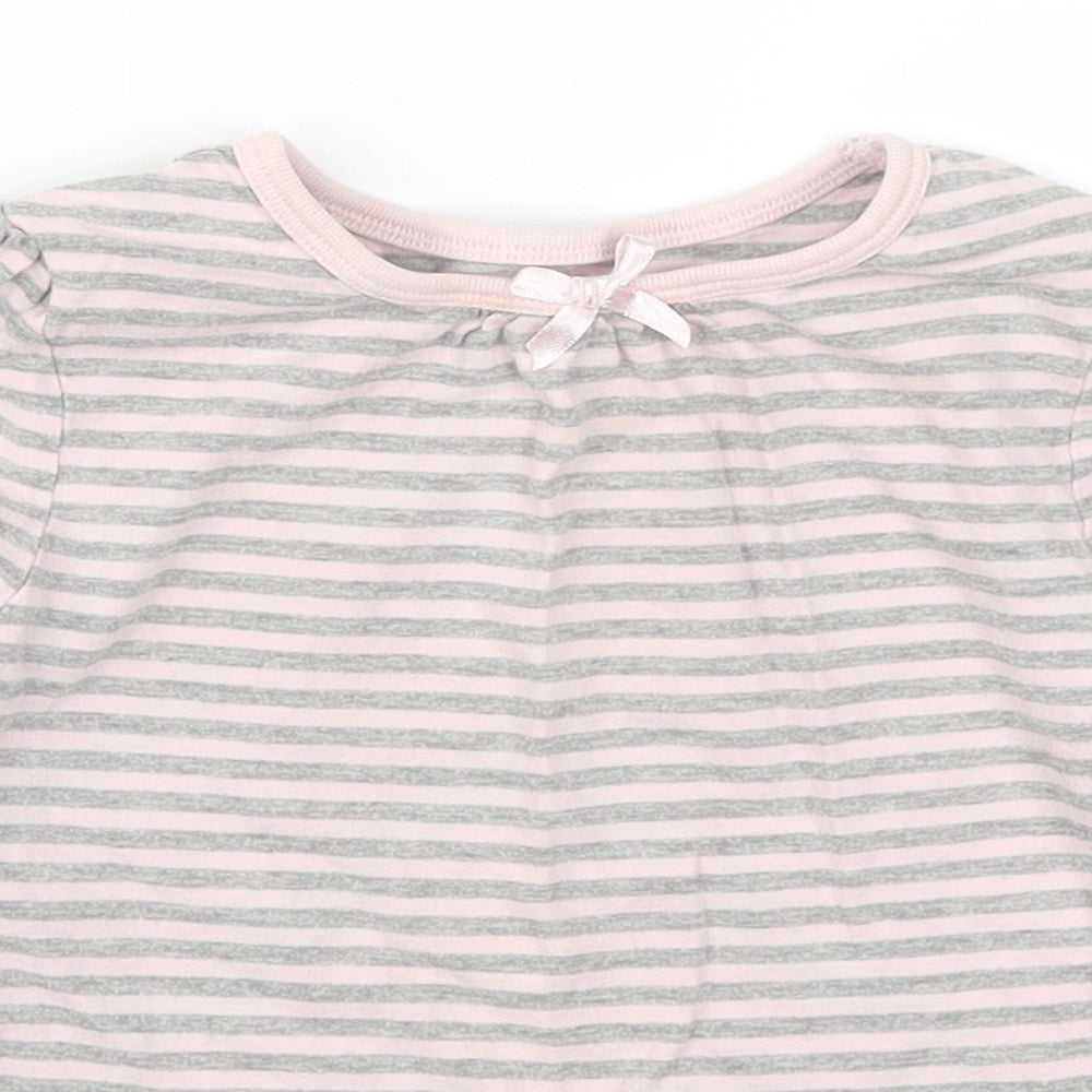 George Girls Pink Striped  Basic T-Shirt Size 4-5 Years