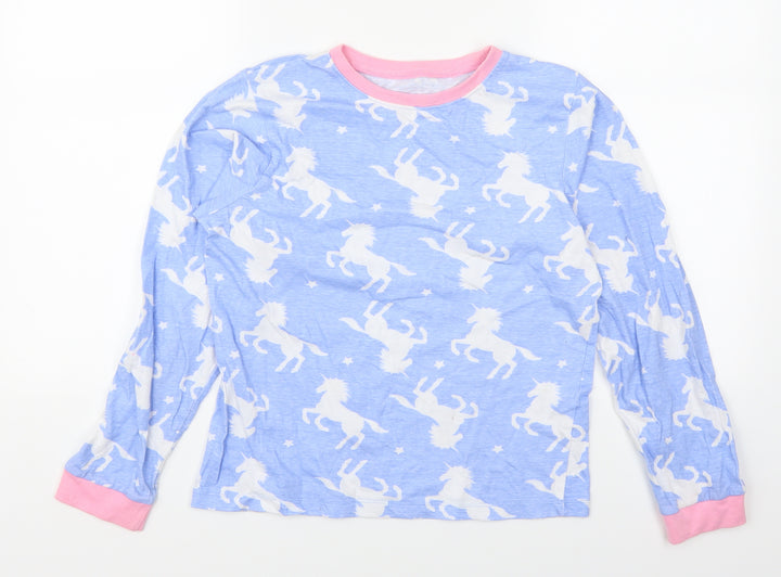 Preworn Girls Blue Animal Print Top Pyjama Top Size 12-13 Years - Unicorns