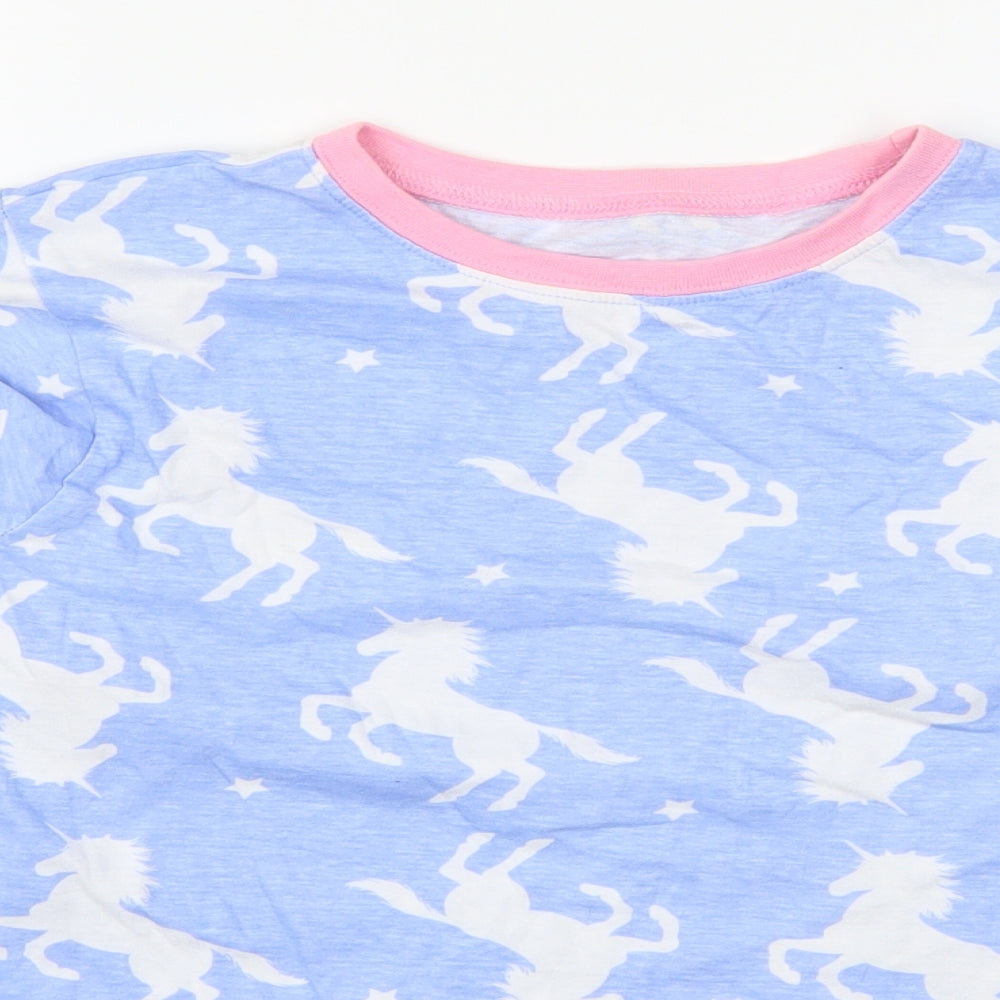 Preworn Girls Blue Animal Print  Top Pyjama Top Size 12-13 Years  - Unicorns