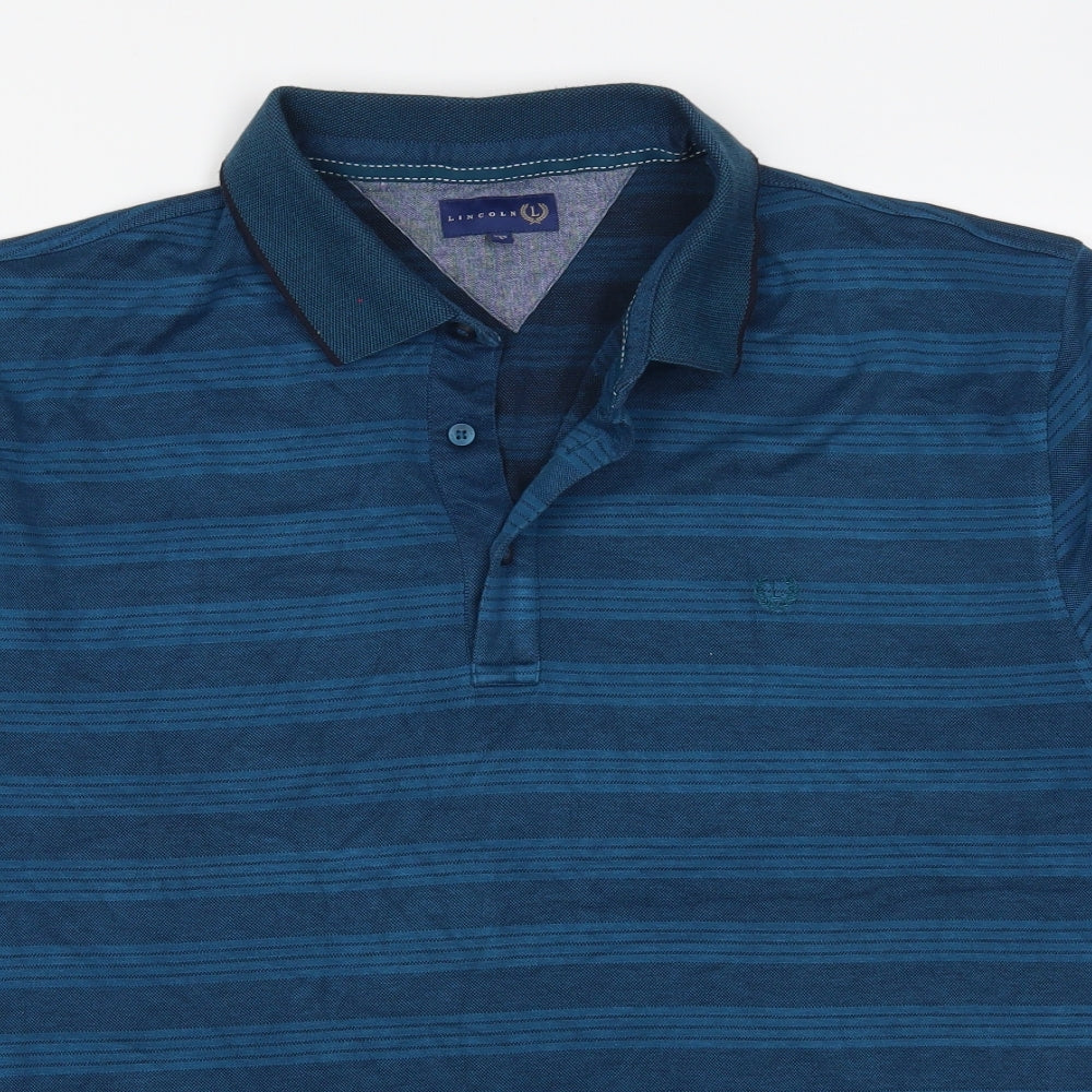 Lincoln Mens Blue Striped   Polo Size 3XL