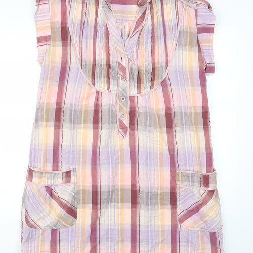 NEXT Womens Pink Check  Shirt Dress  Size 16