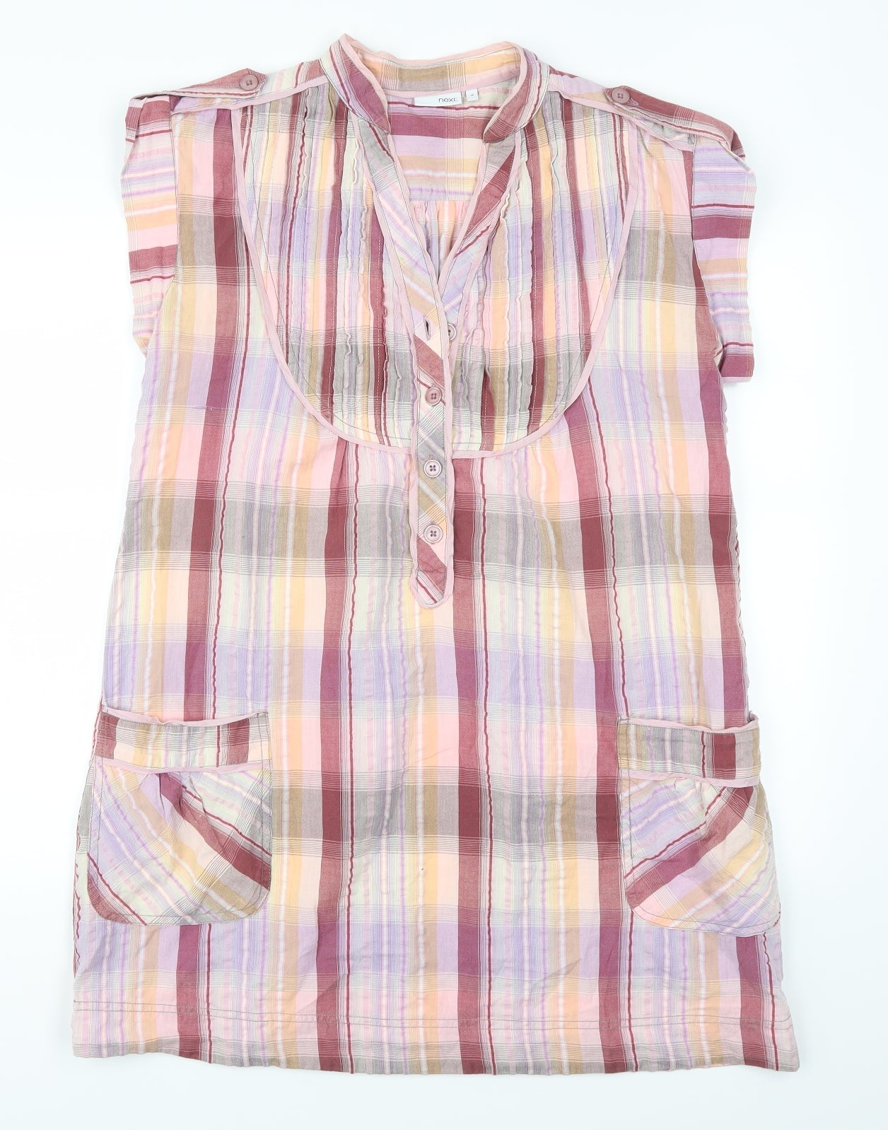 NEXT Womens Pink Check  Shirt Dress  Size 16