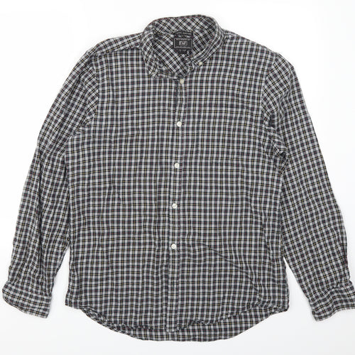 F&F Mens Grey Check Damask  Button-Up Size L  - Yellow and Red Check