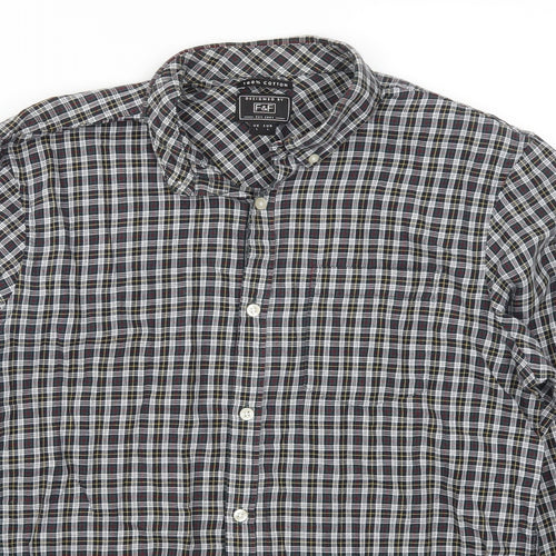 F&F Mens Grey Check Damask  Button-Up Size L  - Yellow and Red Check