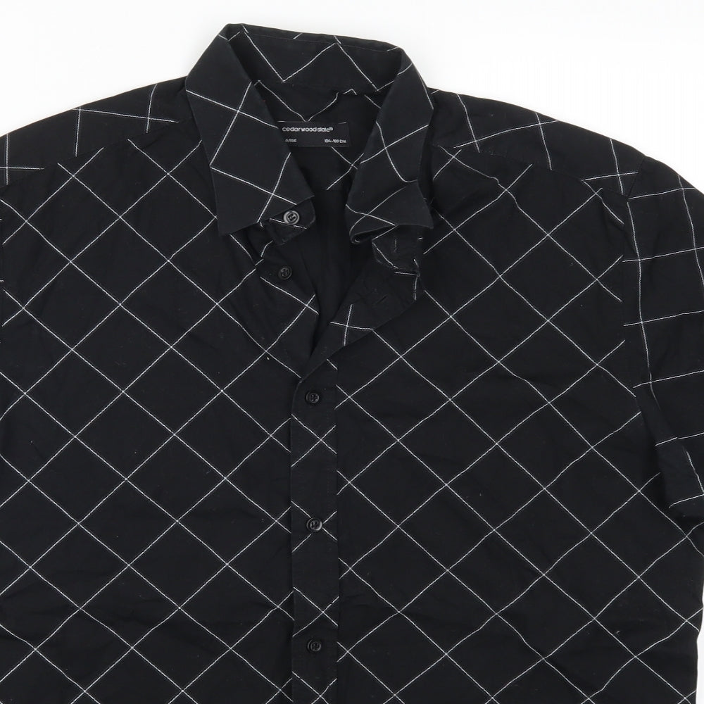 Cedarwood State Mens Black Check   Button-Up Size L