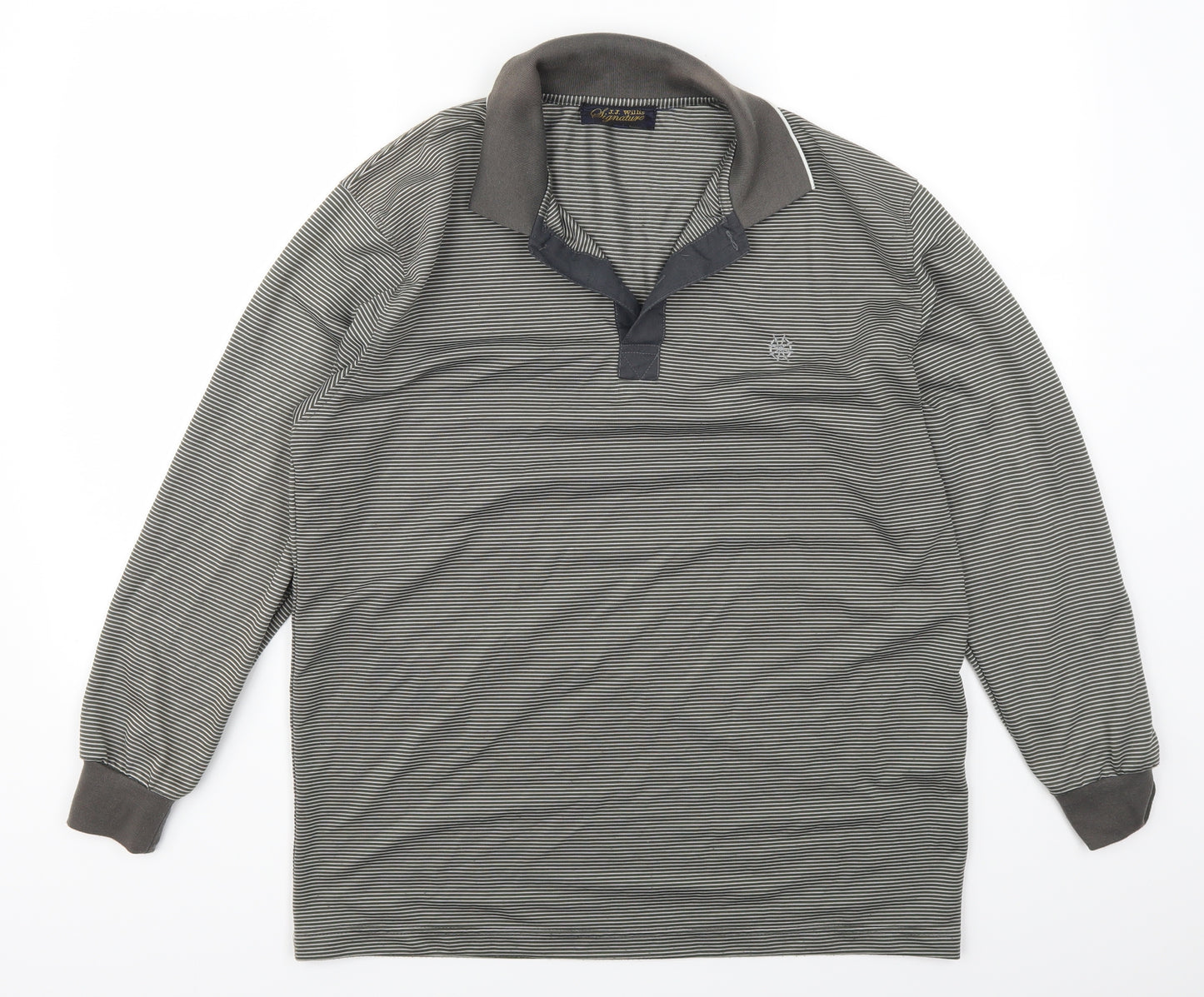JJ Wills Mens Grey Striped   Polo Size M
