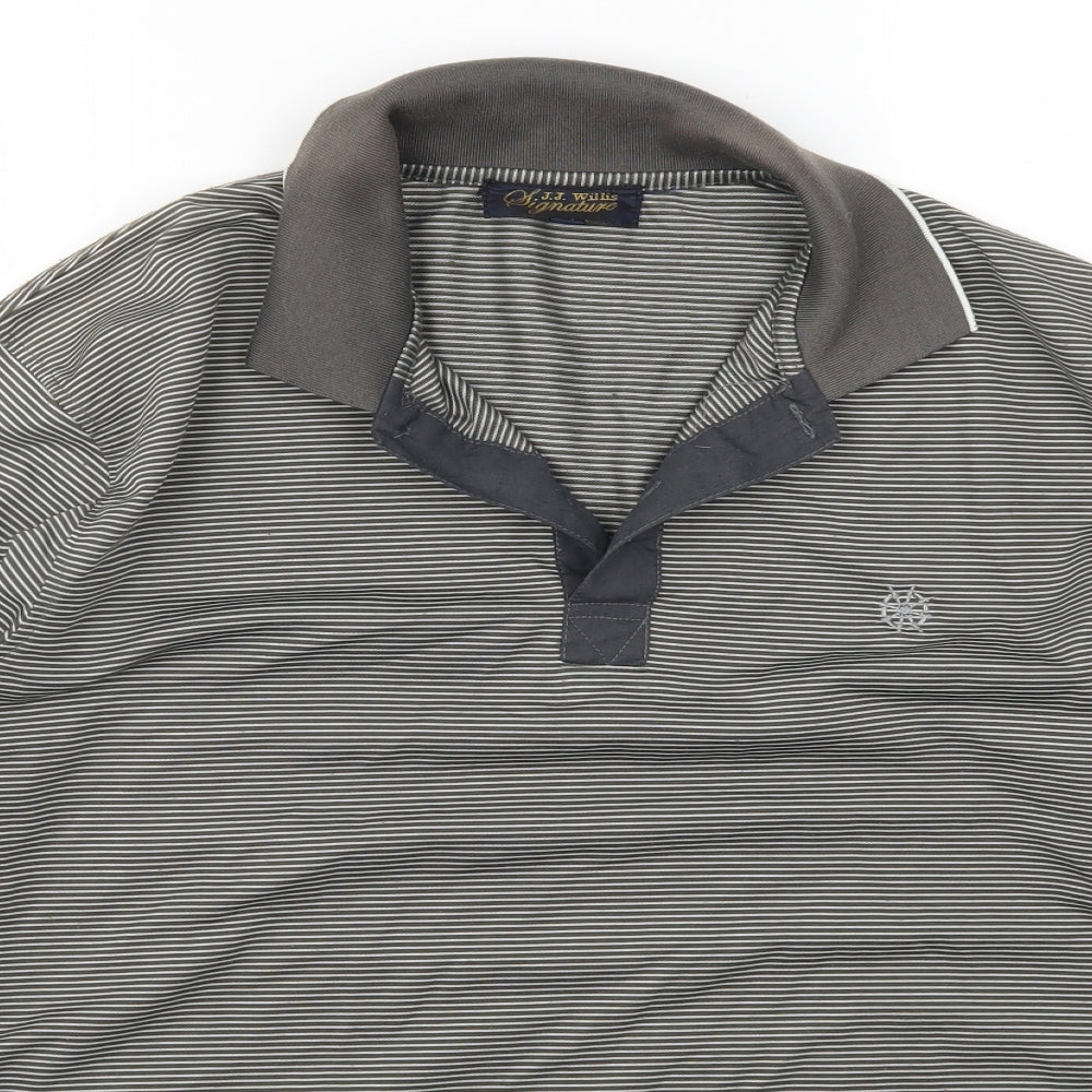 JJ Wills Mens Grey Striped   Polo Size M