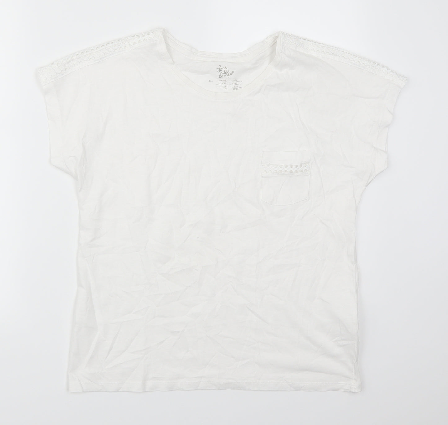 Primark Womens White Solid  Top Pyjama Top Size 12