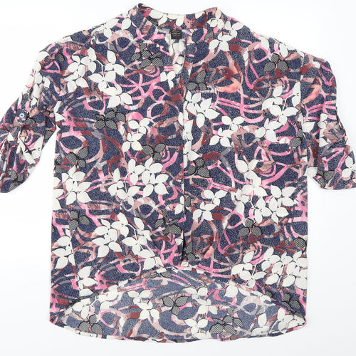 Funk n Soul Womens Blue Floral  Basic Blouse Size S