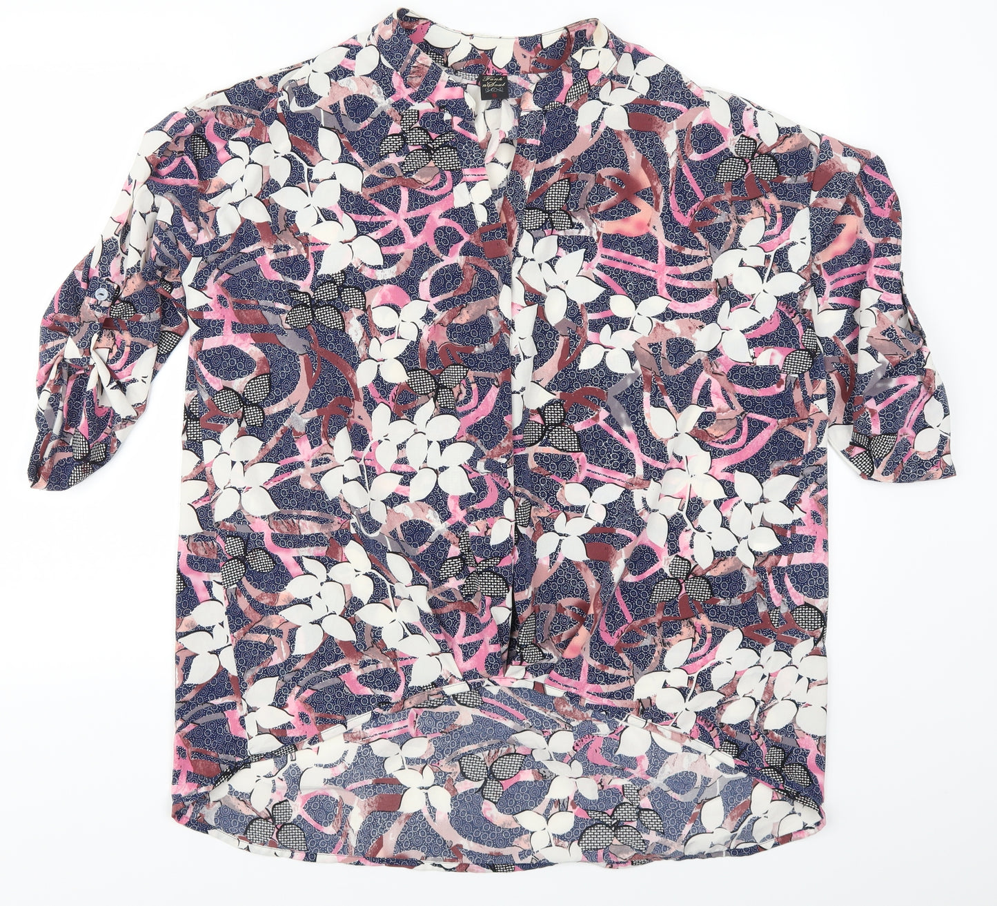Funk n Soul Womens Blue Floral  Basic Blouse Size S