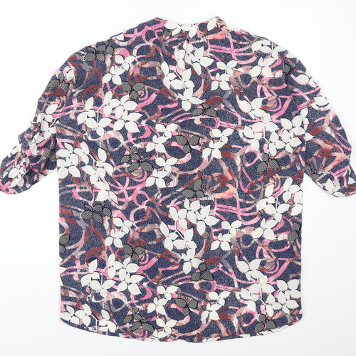 Funk n Soul Womens Blue Floral  Basic Blouse Size S