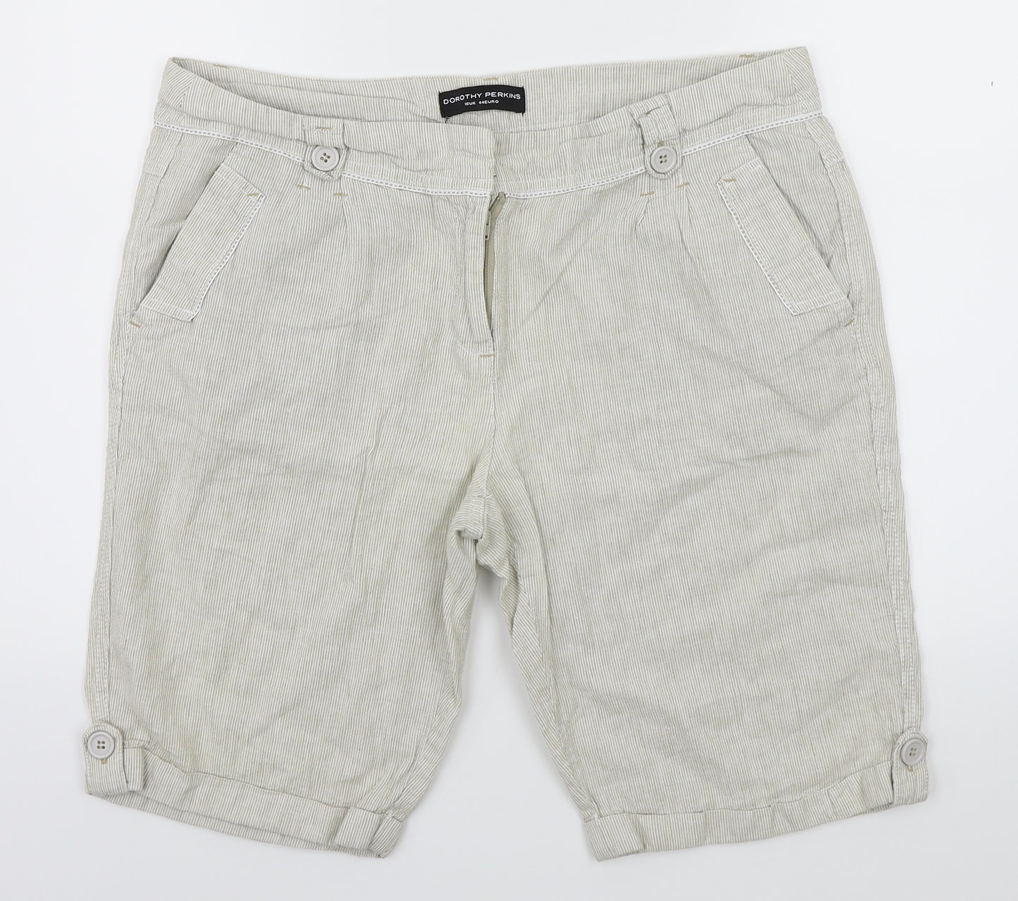 Dorothy Perkins Womens Beige   Chino Shorts Size 16