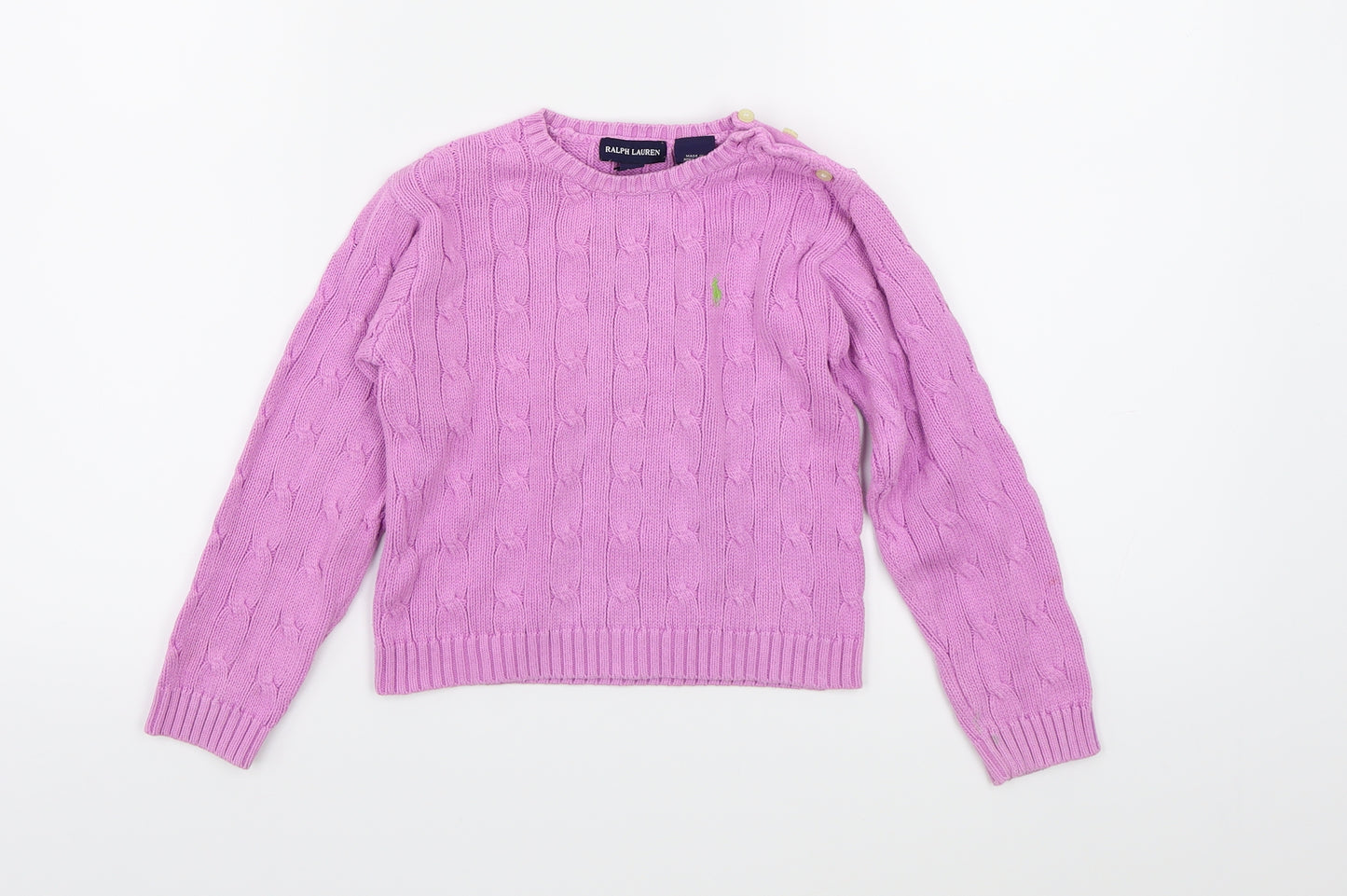 Ralph Lauren Girls Purple  Knit Pullover Jumper Size 4-5 Years