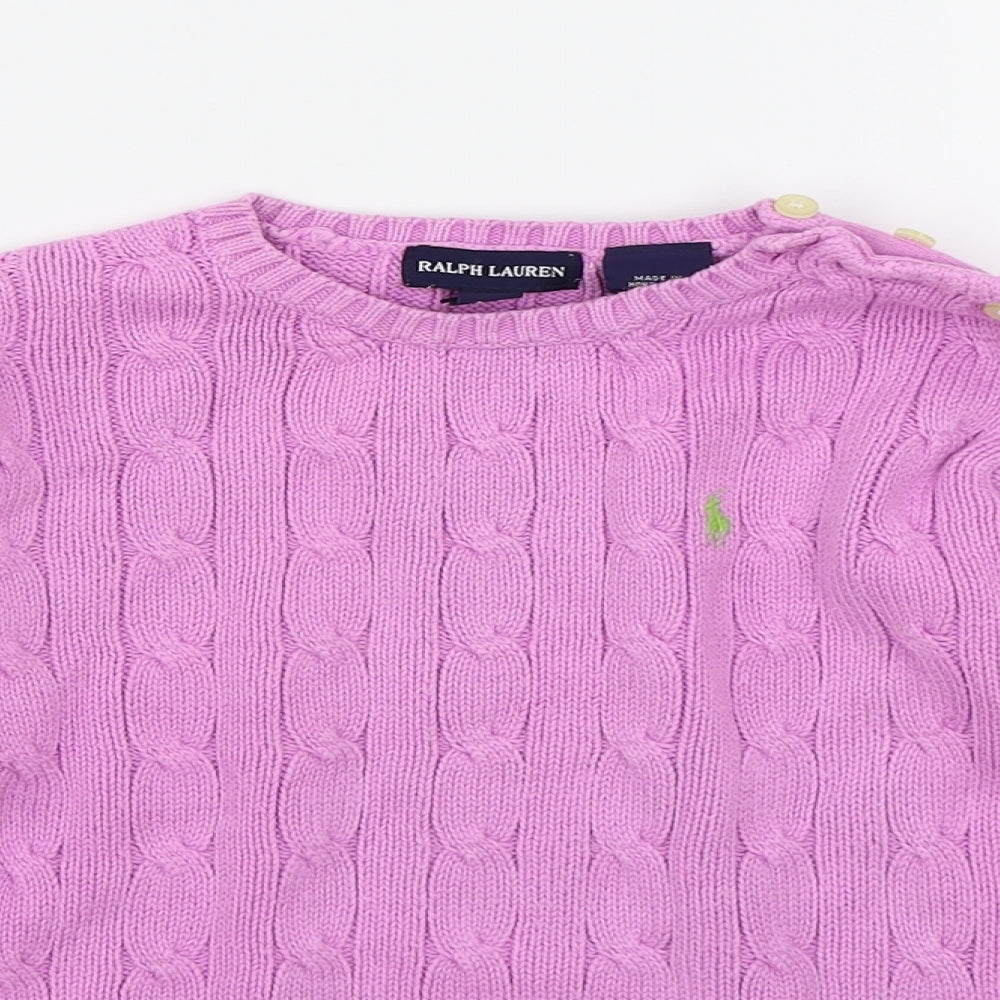 Ralph Lauren Girls Purple  Knit Pullover Jumper Size 4-5 Years