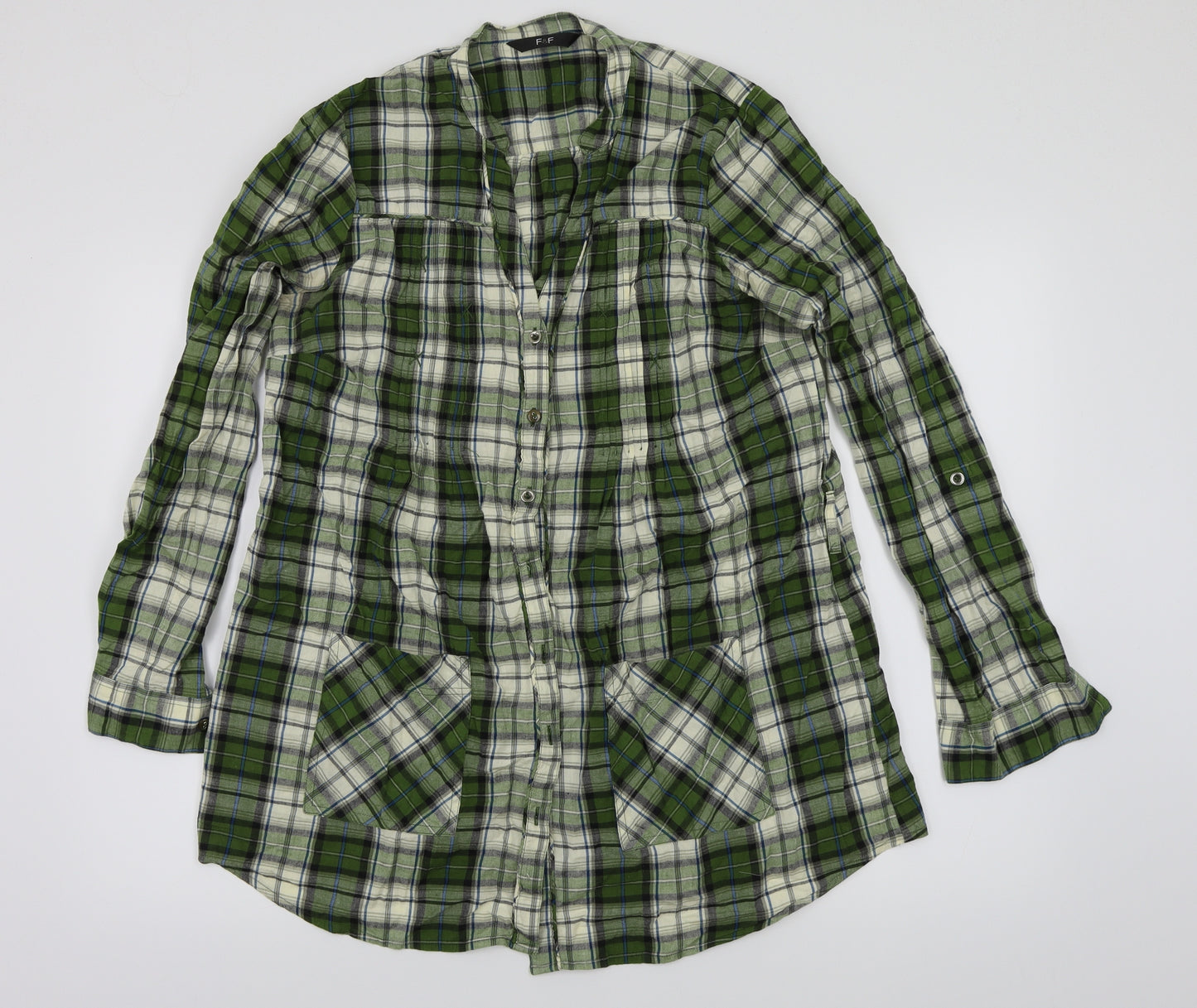 F&F Womens Green Check  Basic Blouse Size 12