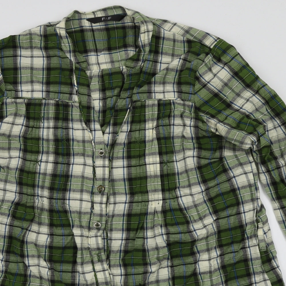 F&F Womens Green Check  Basic Blouse Size 12