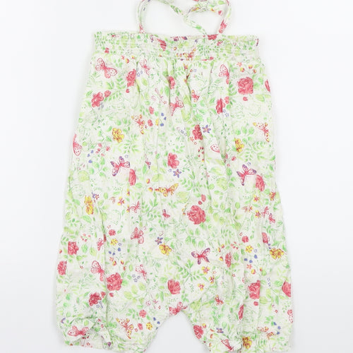 Mothercare Girls Green Floral  Romper One-Piece Size 4-5 Years