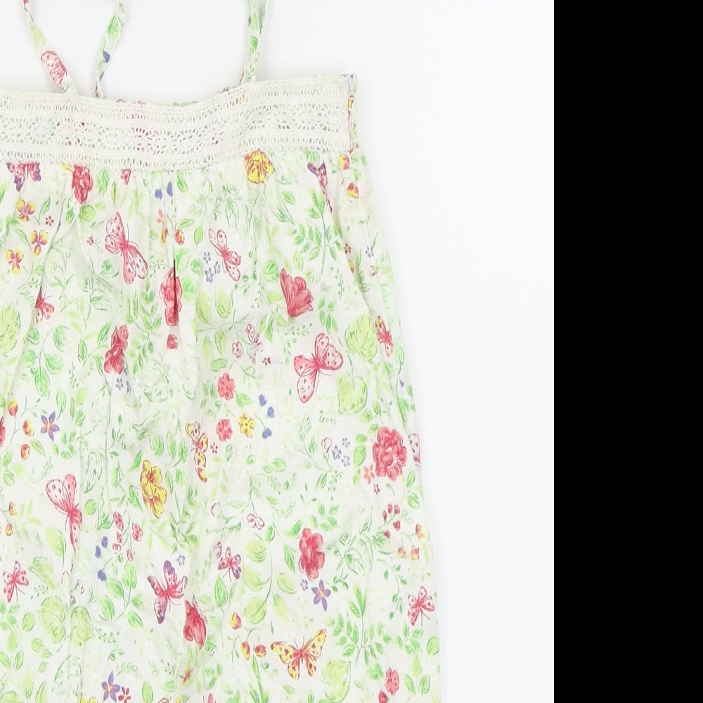 Mothercare Girls Green Floral  Romper One-Piece Size 4-5 Years