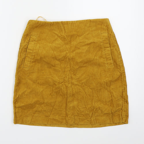 New Look Womens Gold  Corduroy A-Line Skirt Size 6