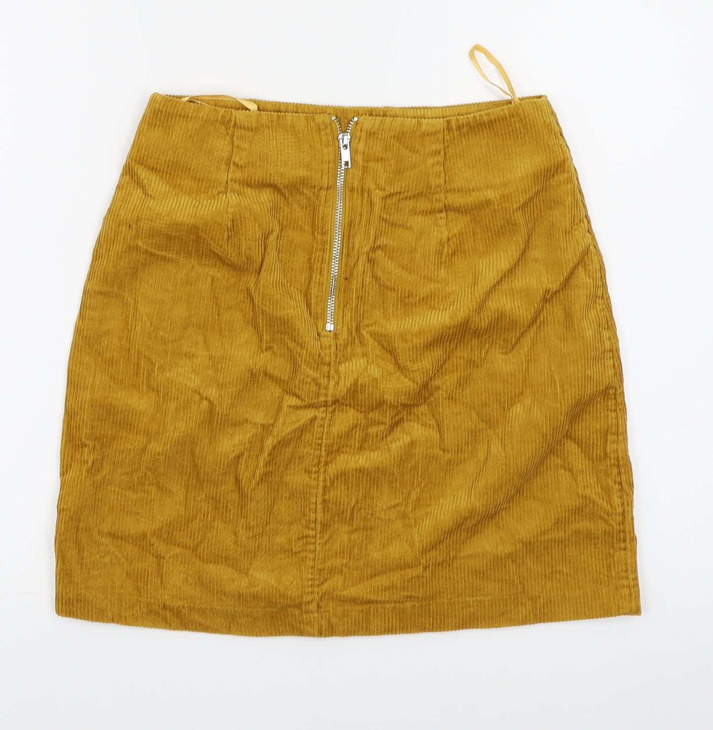 New Look Womens Gold  Corduroy A-Line Skirt Size 6