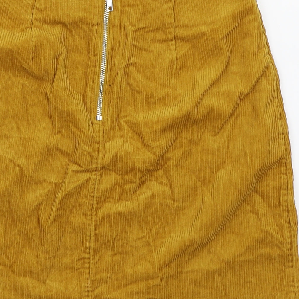 New Look Womens Gold  Corduroy A-Line Skirt Size 6