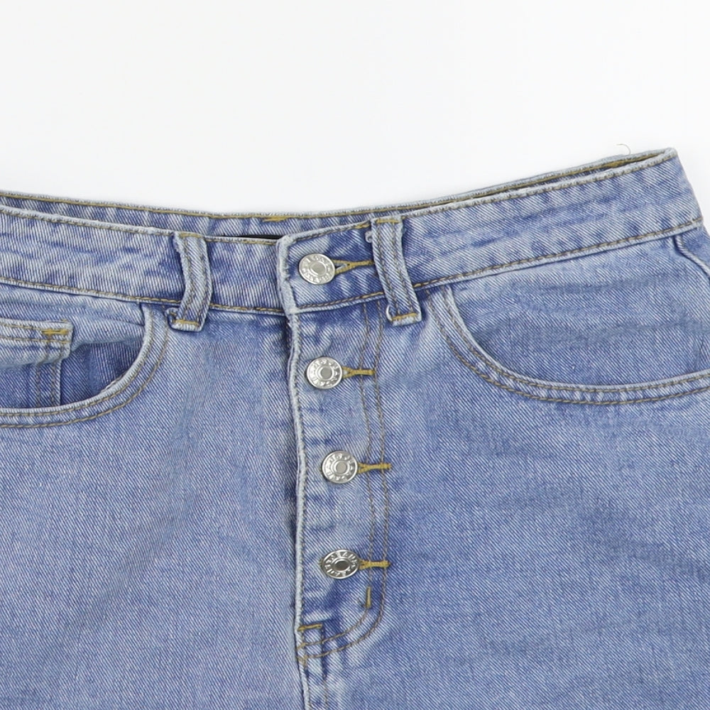 PRETTYLITTLETHING Womens Blue  Denim Mom Shorts Size 8
