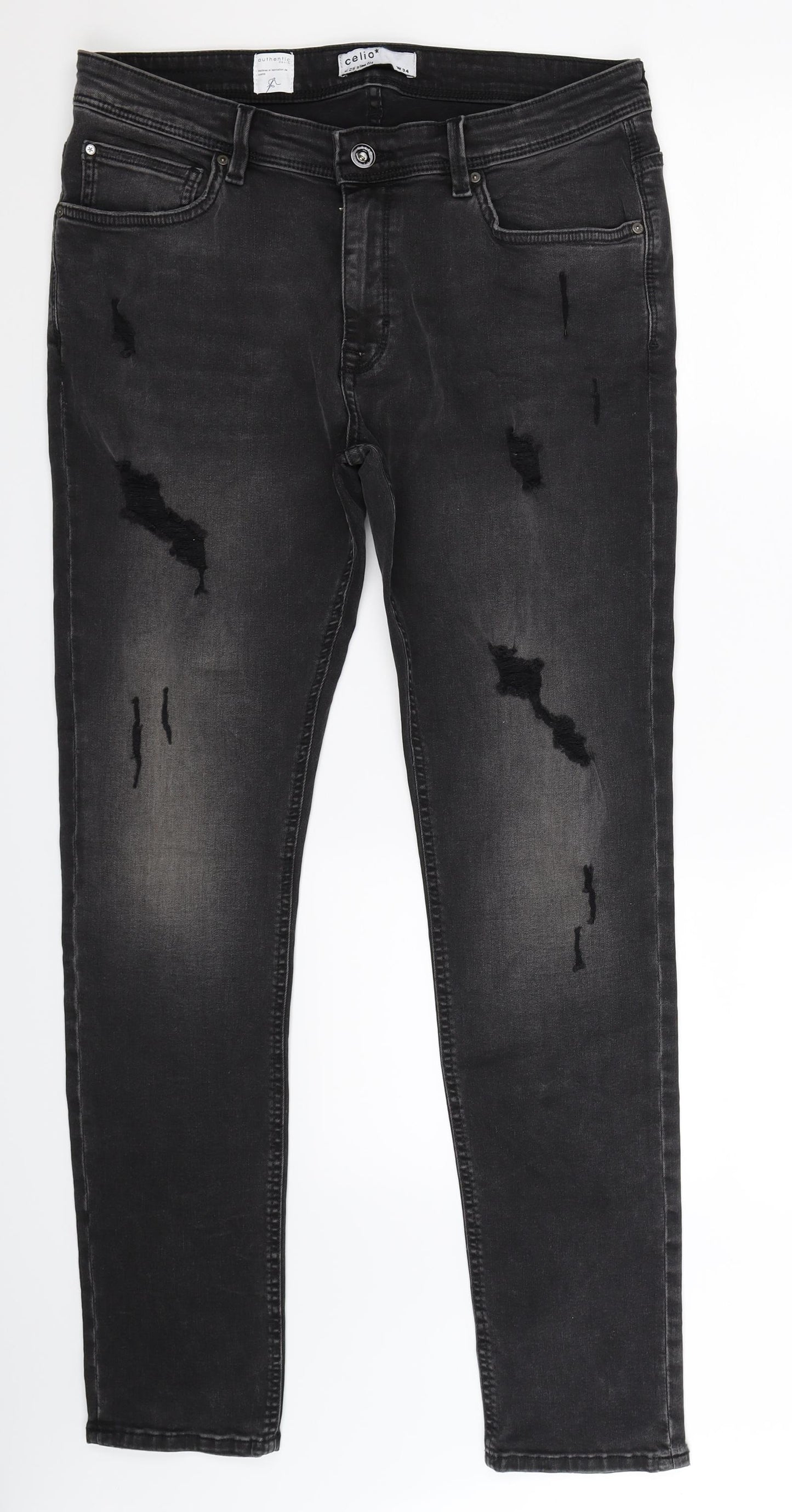 celio* Mens Grey  Denim Skinny Jeans Size 34 L31 in