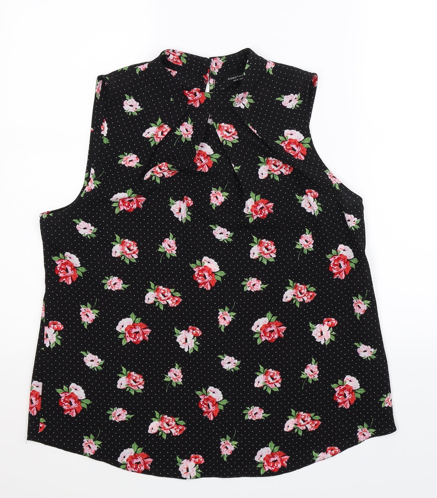 Dorothy Perkins Womens Black Floral  Basic Blouse Size 14