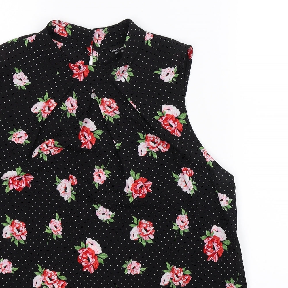 Dorothy Perkins Womens Black Floral  Basic Blouse Size 14