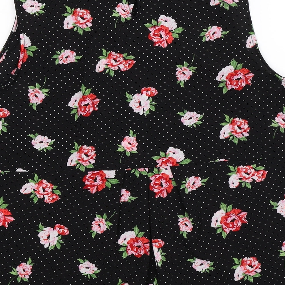 Dorothy Perkins Womens Black Floral  Basic Blouse Size 14