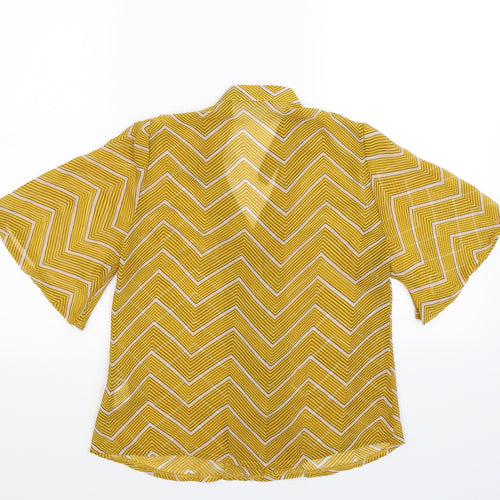 Boohoo Womens Yellow Striped  Basic Button-Up Size 8