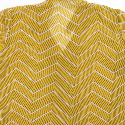Boohoo Womens Yellow Striped  Basic Button-Up Size 8