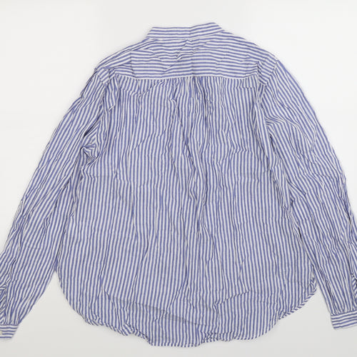H&M Womens Blue Striped  Basic Button-Up Size 12