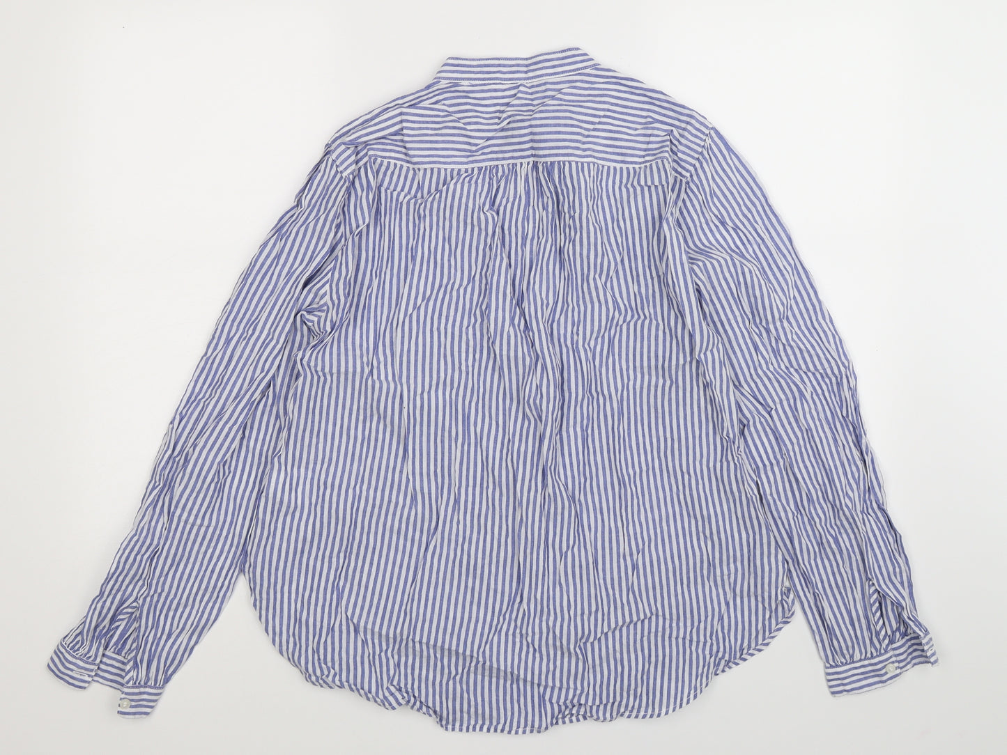 H&M Womens Blue Striped  Basic Button-Up Size 12